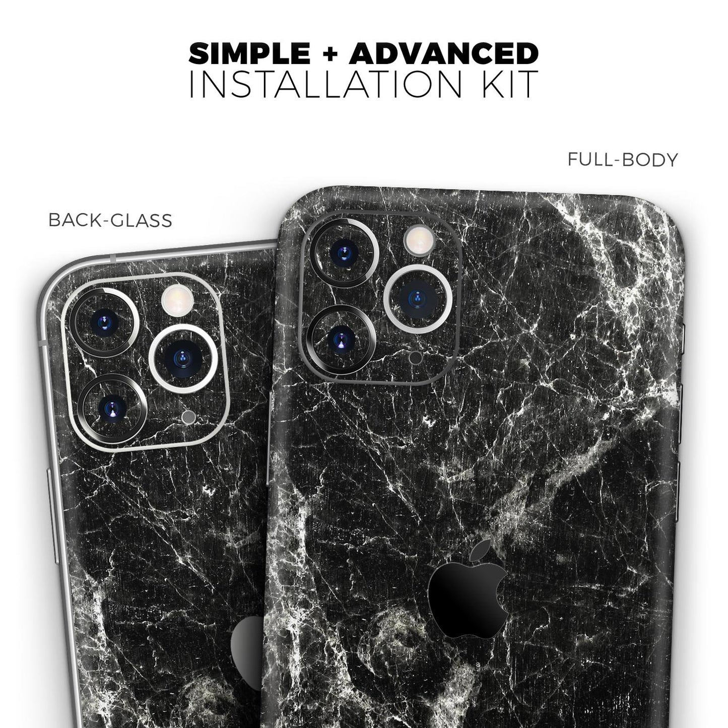 Black Scratched Marble 2 - Skin-Kit compatible with the Apple iPhone