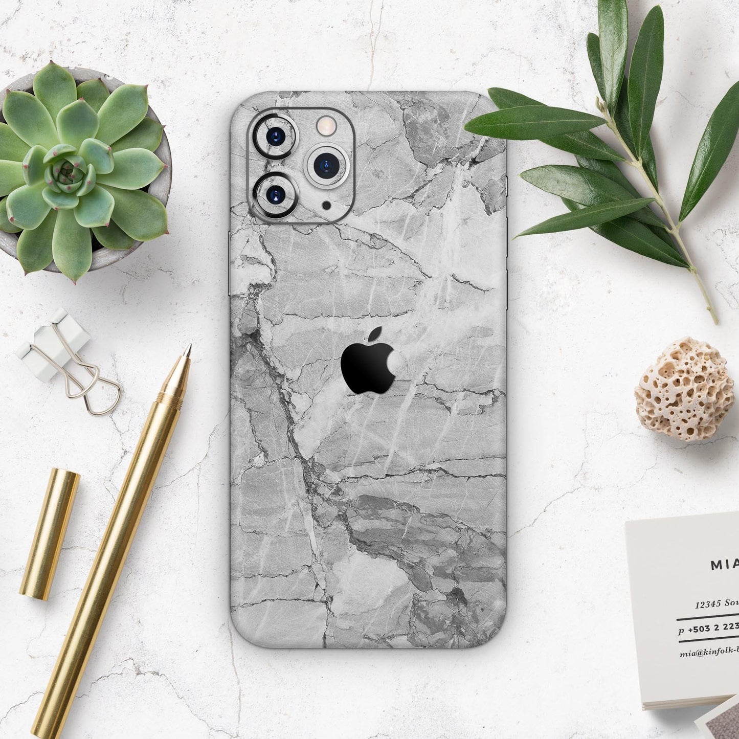 Gray Slate Marble // Skin-Kit compatible with the Apple iPhone 14, 13,