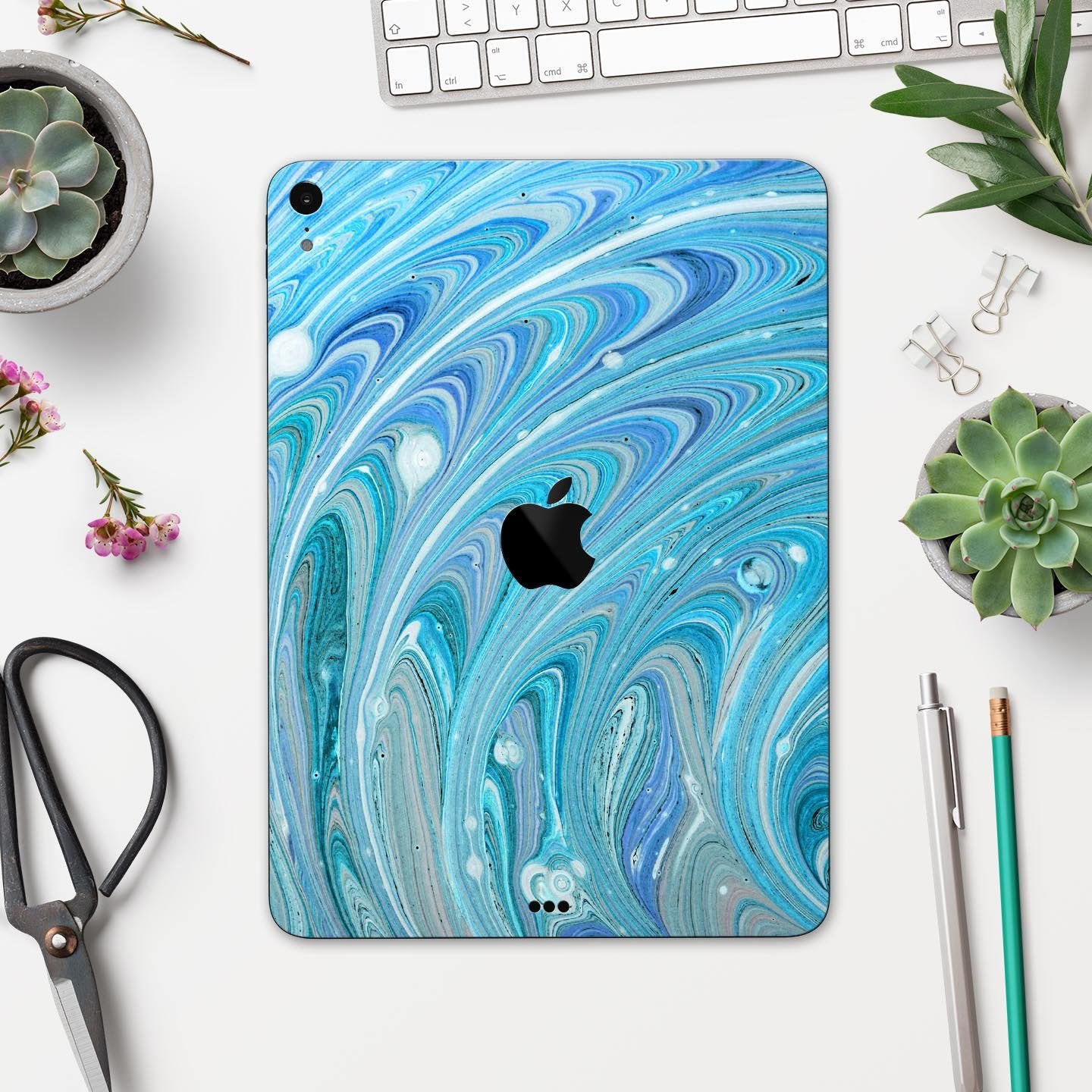 Mixed Blue Oil - Full Body Skin Decal for the Apple iPad Pro 12.9",
