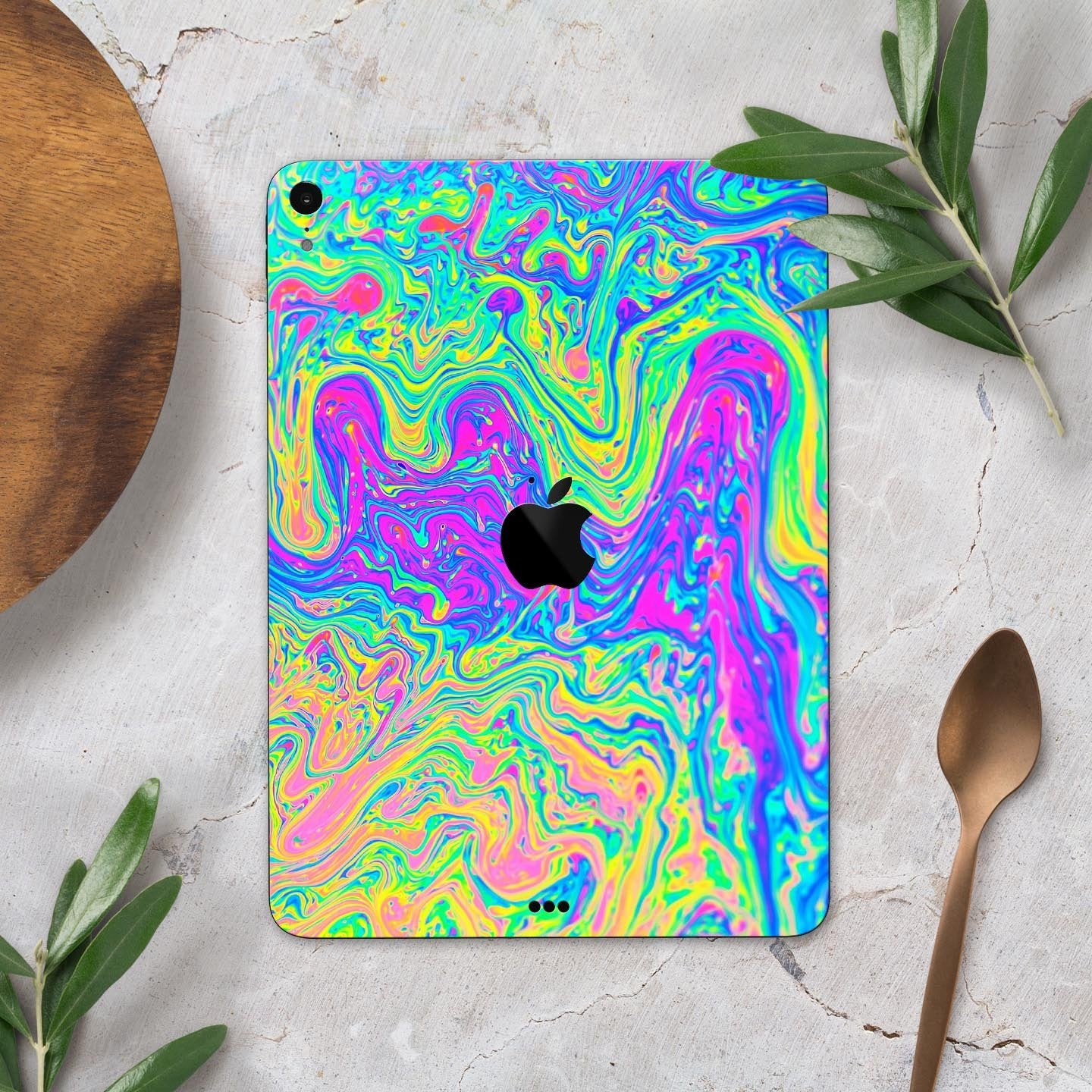 Neon Color Swirls - Full Body Skin Decal for the Apple iPad Pro 12.9",