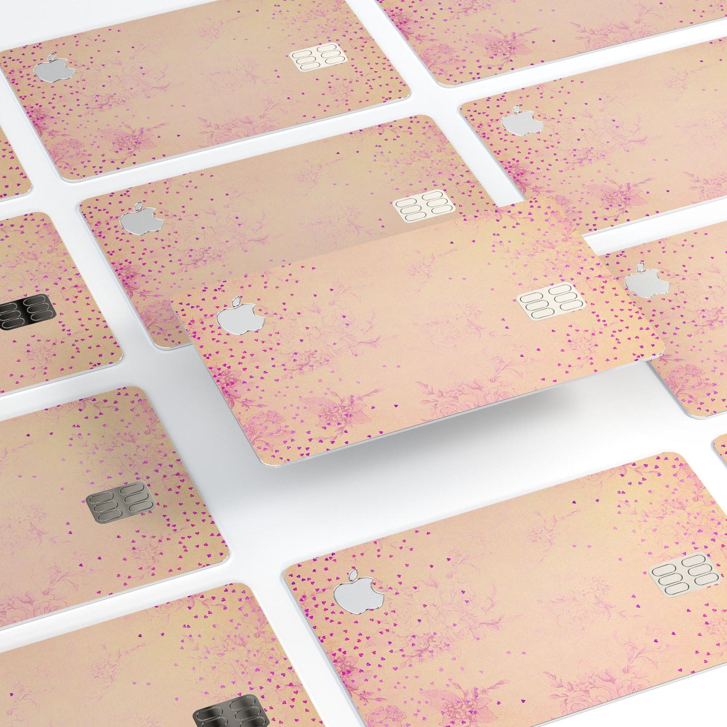 Pink Micro Hearts Over Vintage Floral - Premium Protective Decal
