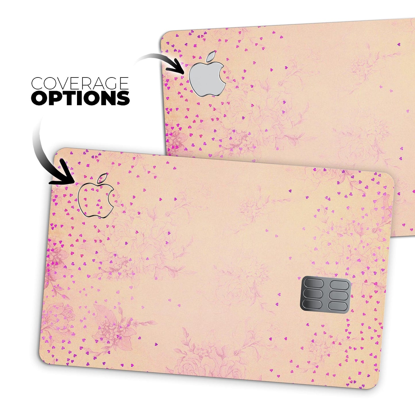Pink Micro Hearts Over Vintage Floral - Premium Protective Decal