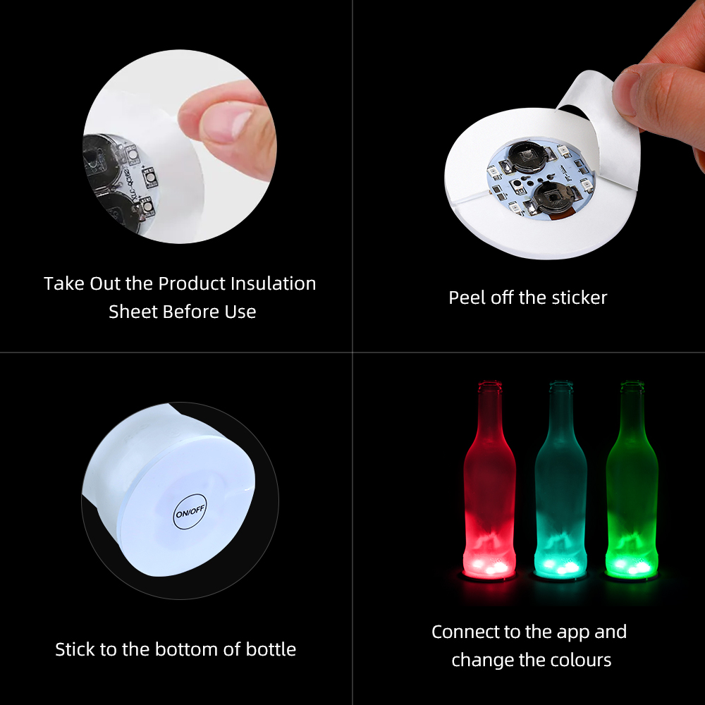 LED Bottle Sticker LED Flashing Bottle Coaster Lights Sticker for Bar