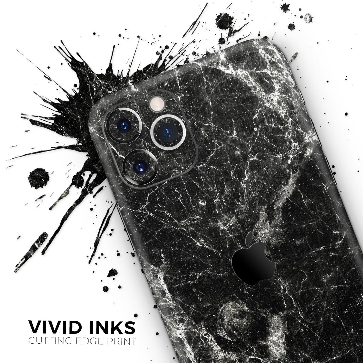 Black Scratched Marble 2 - Skin-Kit compatible with the Apple iPhone