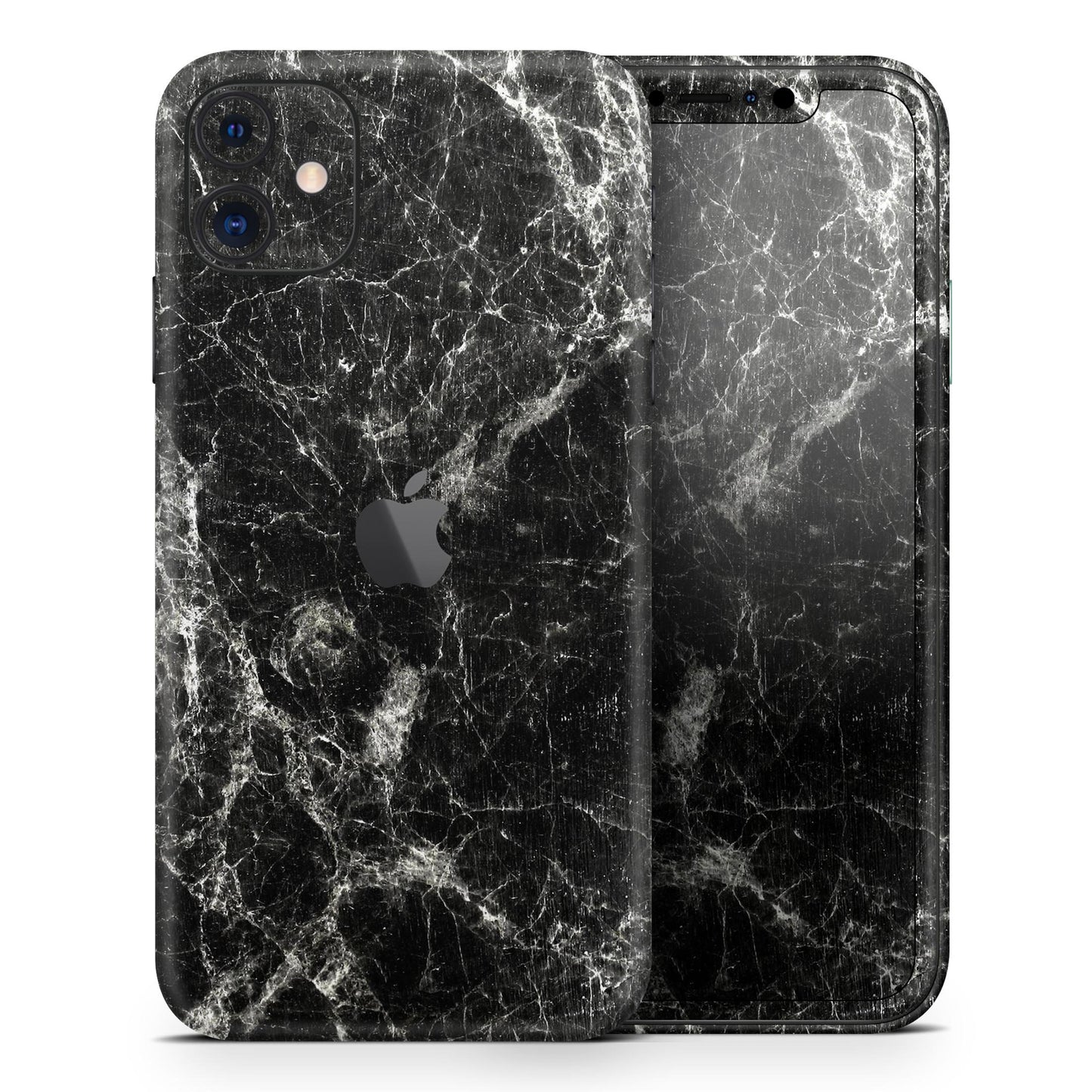 Black Scratched Marble 2 - Skin-Kit compatible with the Apple iPhone