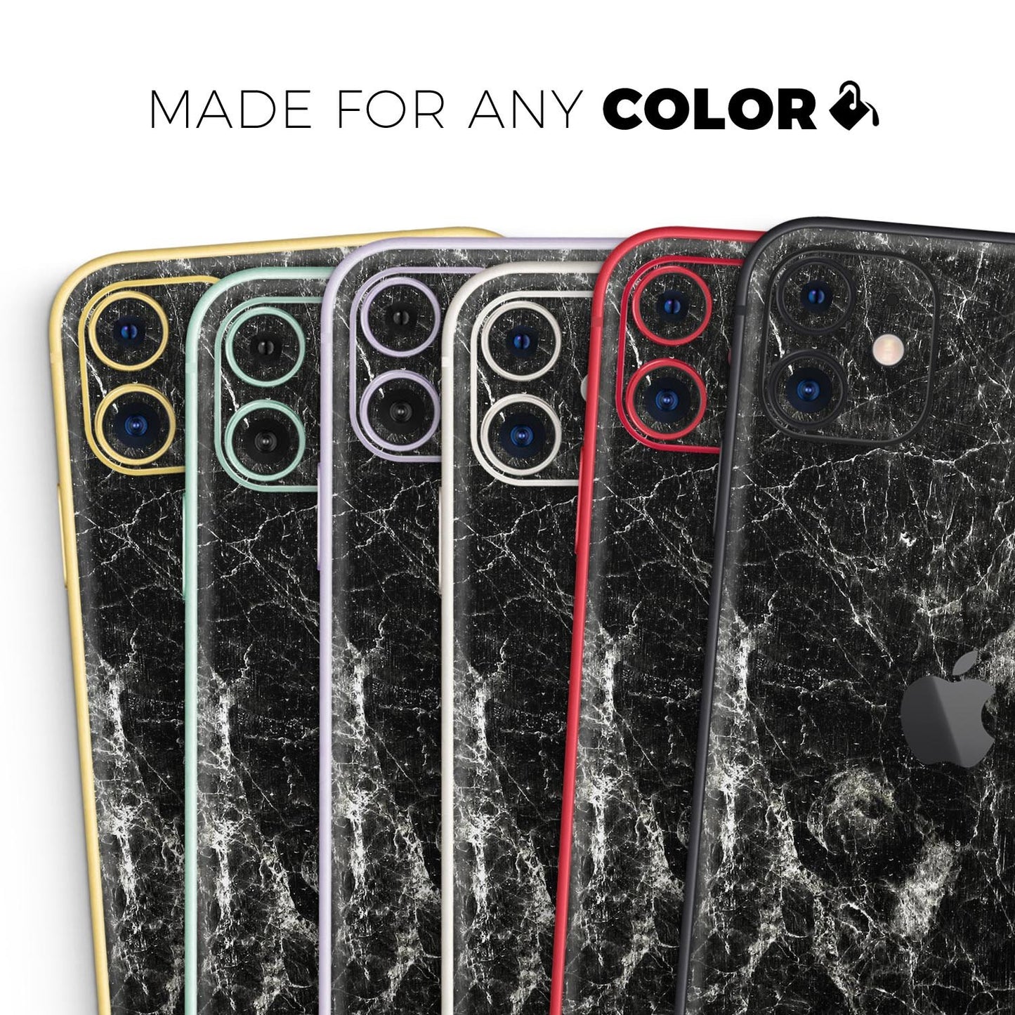 Black Scratched Marble 2 - Skin-Kit compatible with the Apple iPhone
