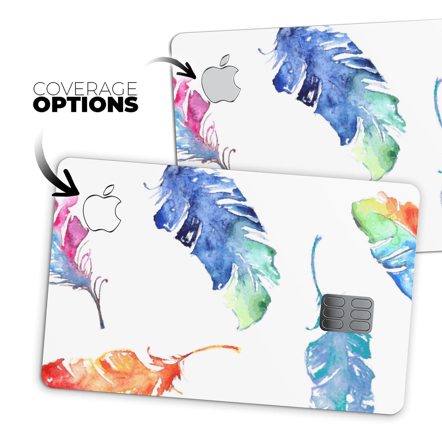 Colorful Watercolor Feathers - Premium Protective Decal Skin-Kit for