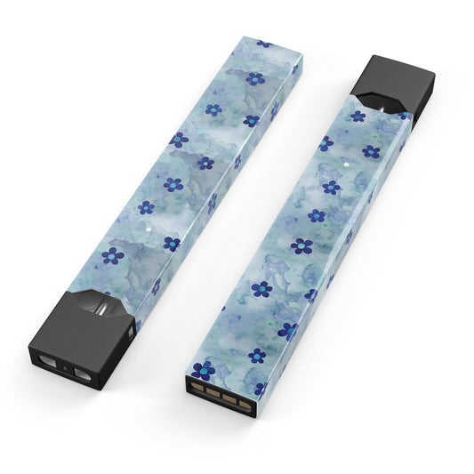 Cute Watercolor Flowers over Blue - Premium Decal Protective Skin-Wrap