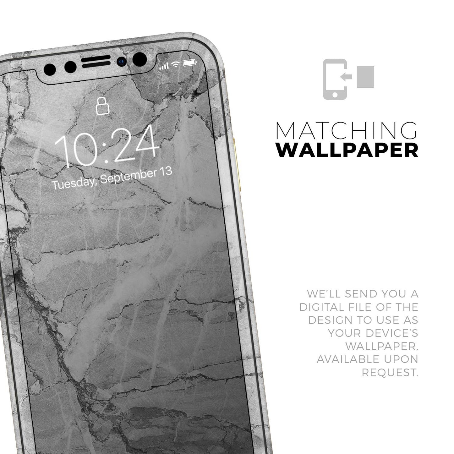 Gray Slate Marble // Skin-Kit compatible with the Apple iPhone 14, 13,