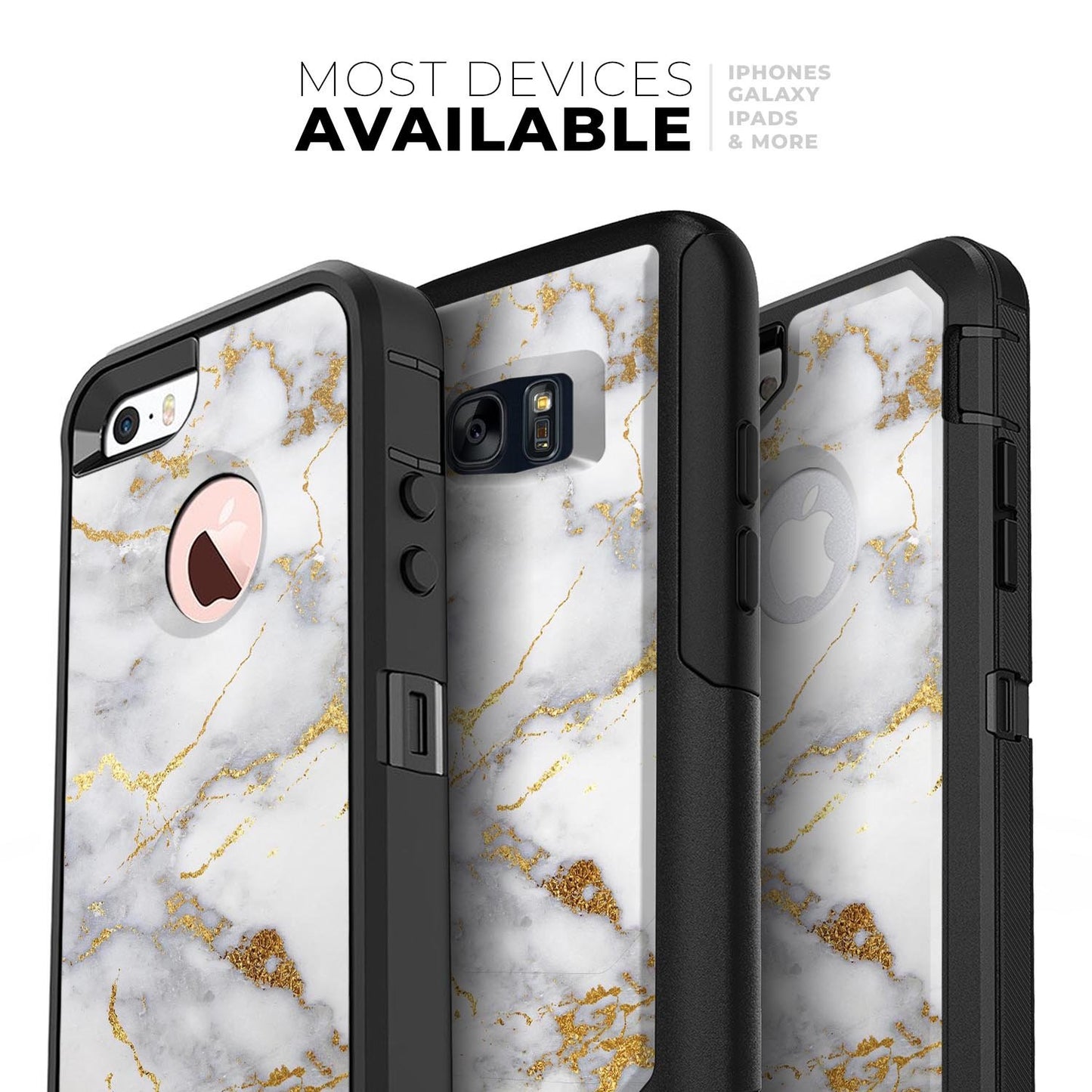 Marble & Digital Gold Foil V2 - Skin Kit for the iPhone OtterBox Cases