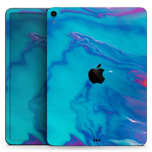 Marbleized Ocean Blue - Full Body Skin Decal for the Apple iPad Pro