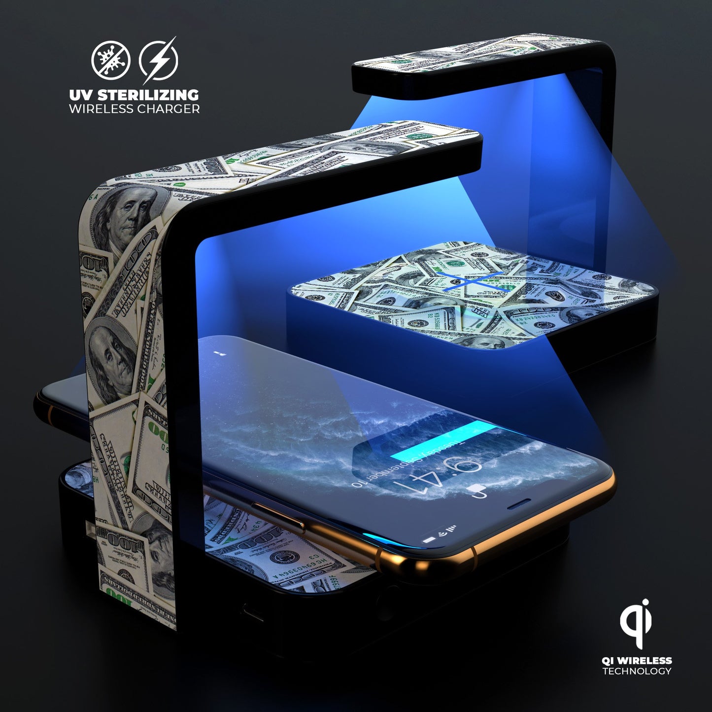 MoneyMan UV Germicidal Sanitizing Sterilizing Wireless Smart Phone