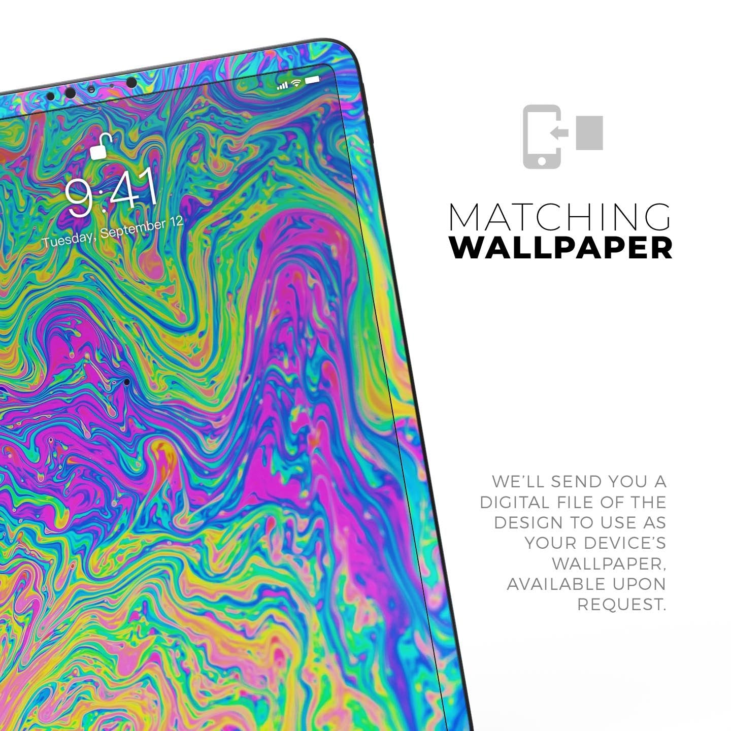 Neon Color Swirls - Full Body Skin Decal for the Apple iPad Pro 12.9",