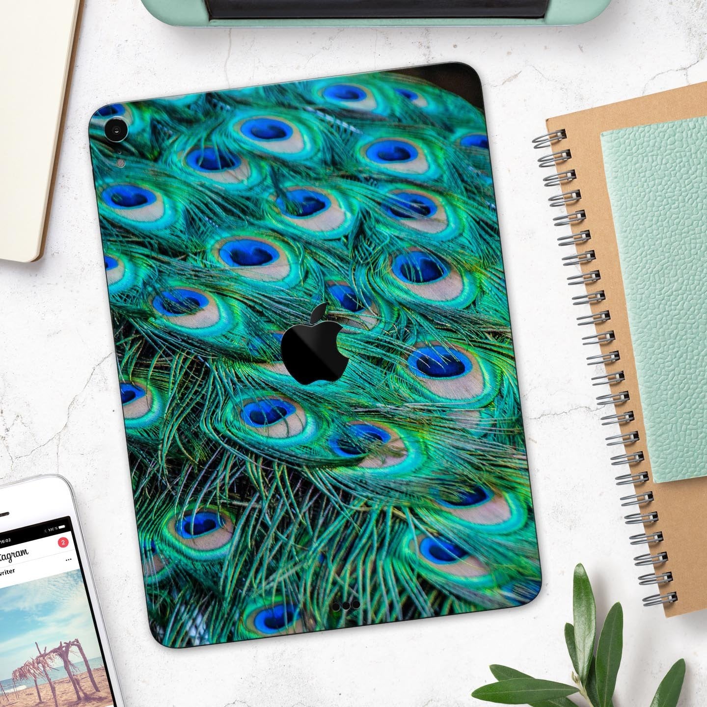 Neon Multiple Peacock - Full Body Skin Decal for the Apple iPad Pro