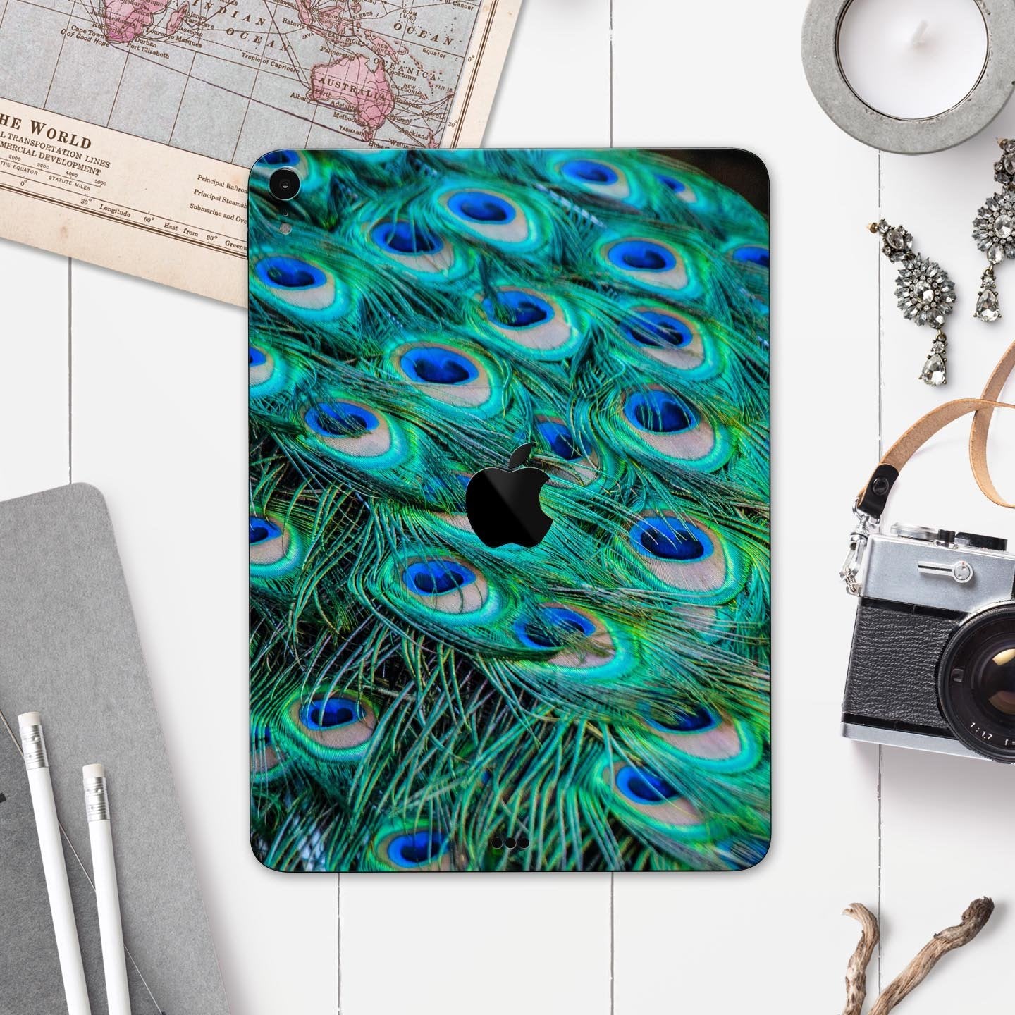 Neon Multiple Peacock - Full Body Skin Decal for the Apple iPad Pro