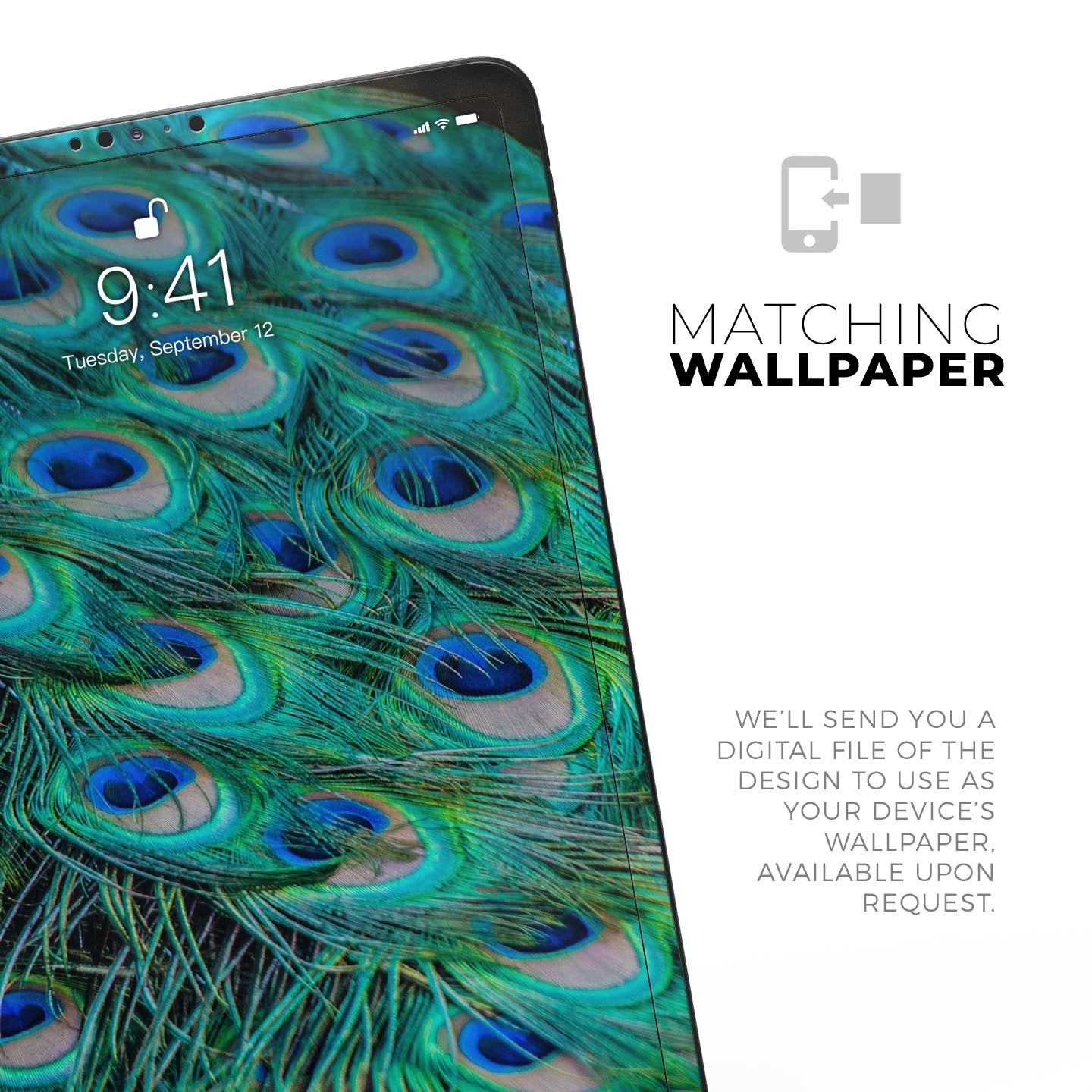 Neon Multiple Peacock - Full Body Skin Decal for the Apple iPad Pro