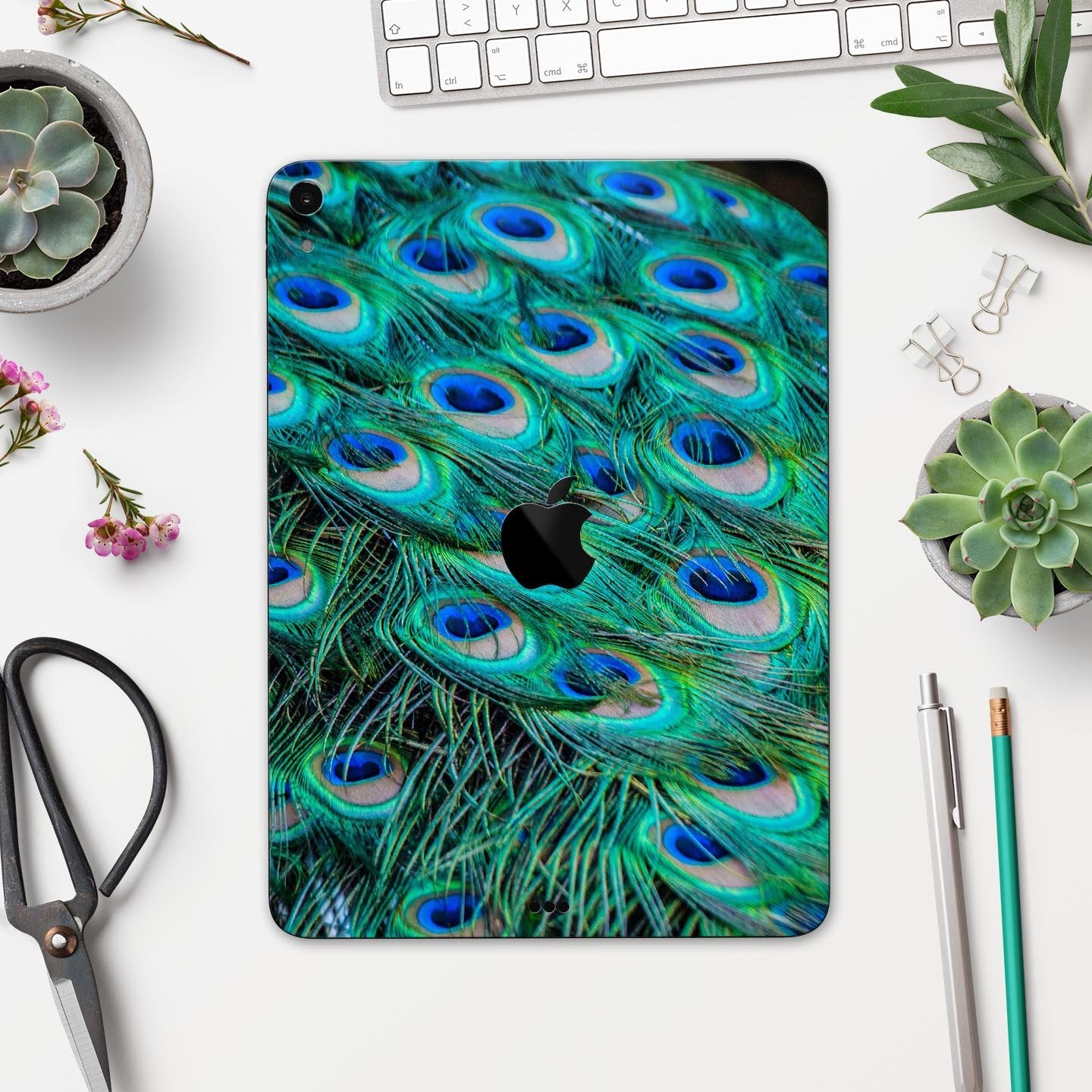 Neon Multiple Peacock - Full Body Skin Decal for the Apple iPad Pro
