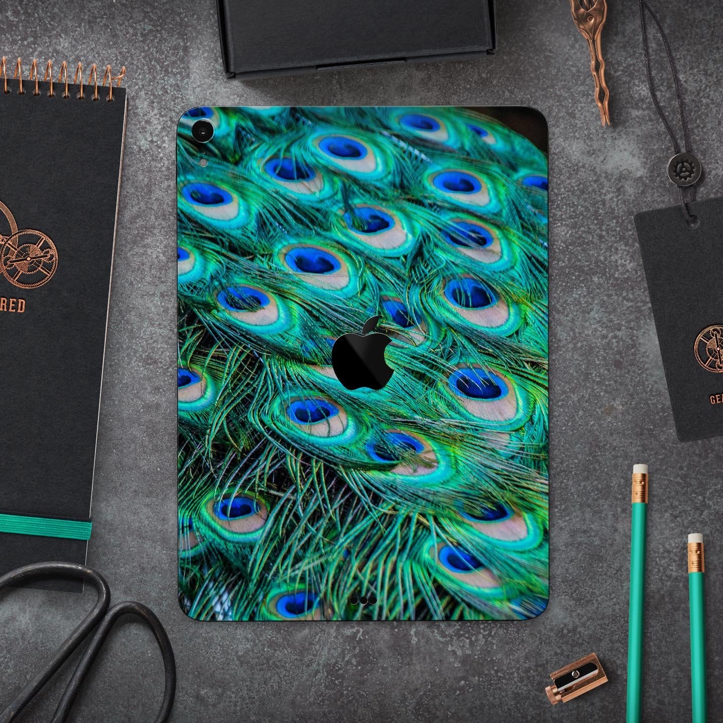 Neon Multiple Peacock - Full Body Skin Decal for the Apple iPad Pro
