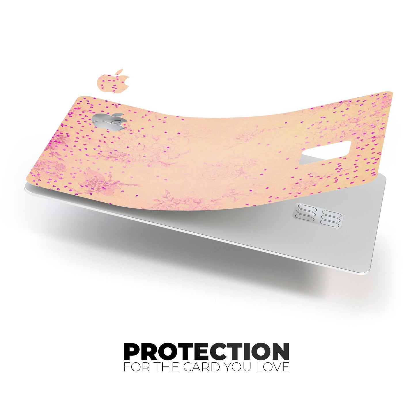 Pink Micro Hearts Over Vintage Floral - Premium Protective Decal