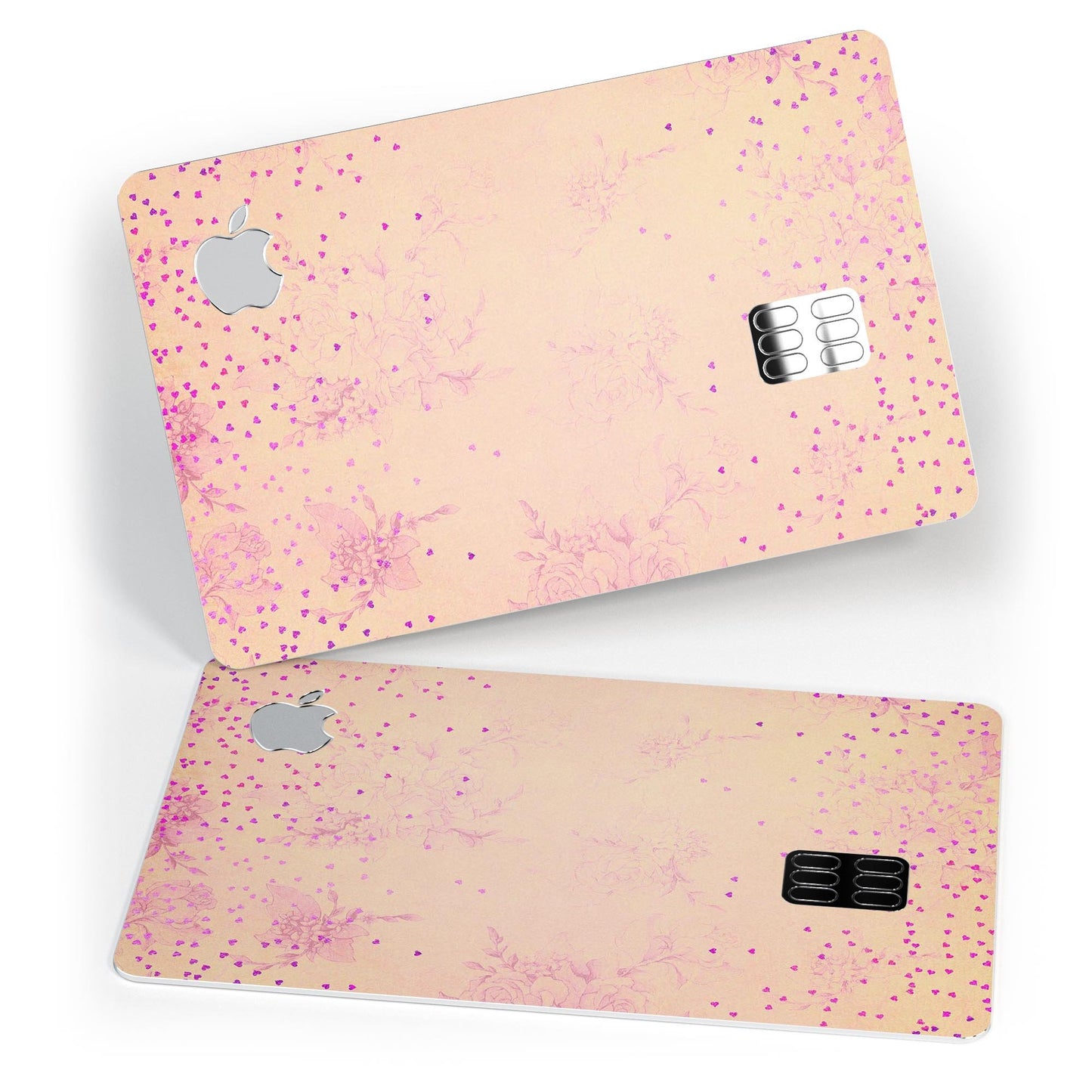 Pink Micro Hearts Over Vintage Floral - Premium Protective Decal
