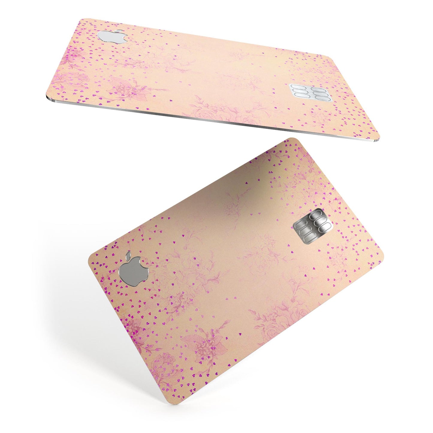 Pink Micro Hearts Over Vintage Floral - Premium Protective Decal