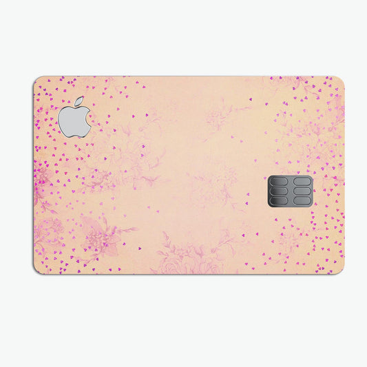 Pink Micro Hearts Over Vintage Floral - Premium Protective Decal