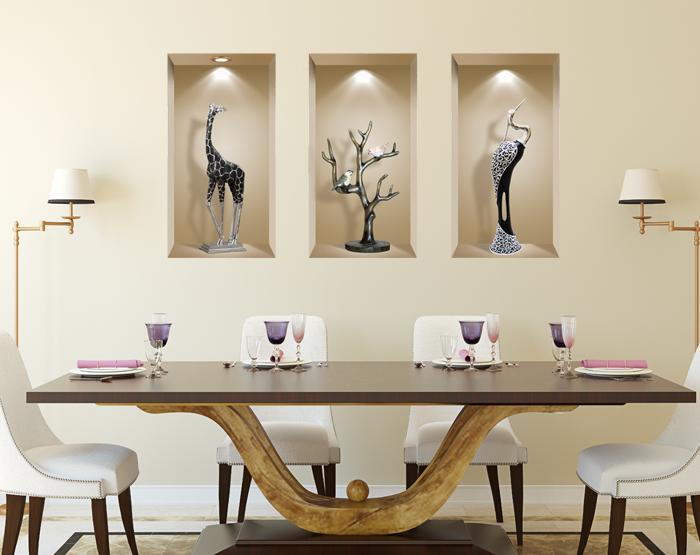 3D Niche Wall Art Decals - Set Of 3 | Easy To Apply, Stunning
