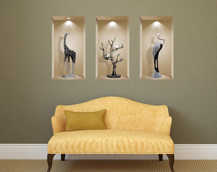 3D Niche Wall Art Decals - Set Of 3 | Easy To Apply, Stunning