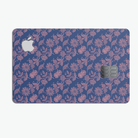 Vintage Coral Floral Over Navy  - Premium Protective Decal Skin-Kit