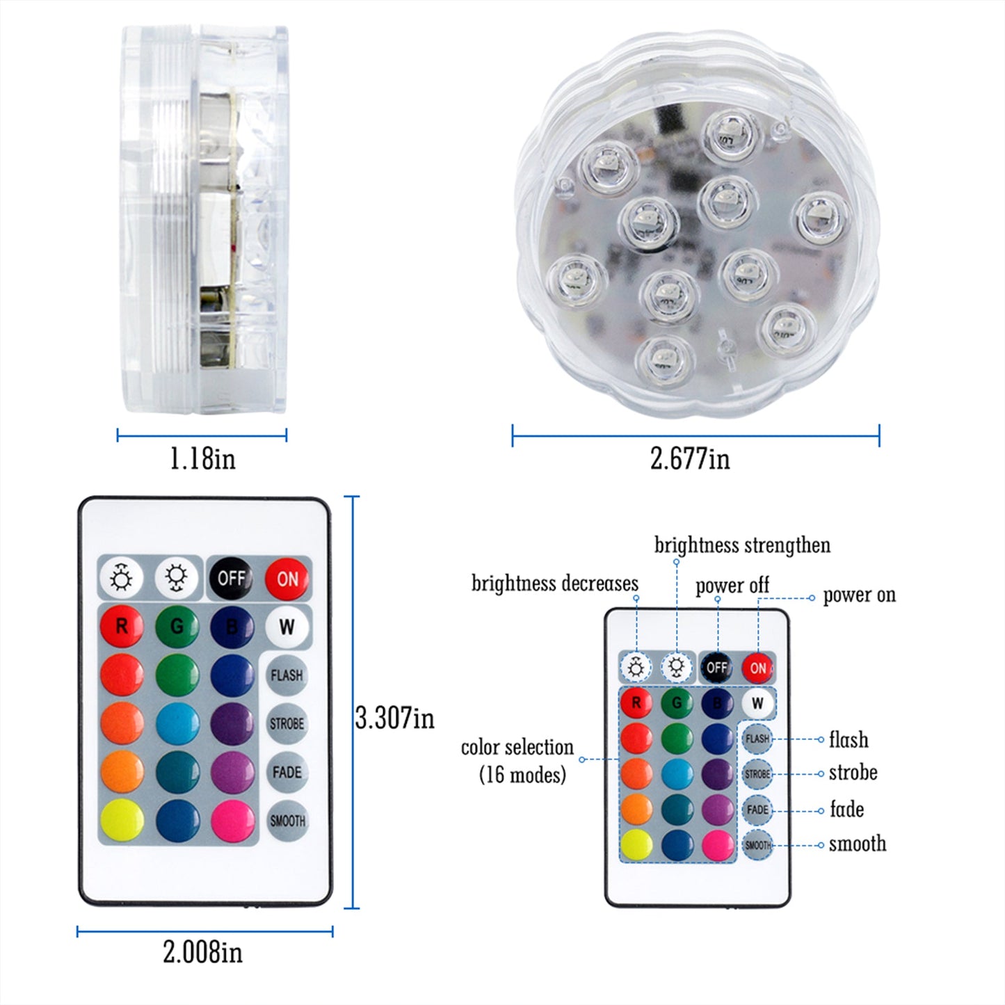 Battery Operated LED Submersible Lights(1 Packs)